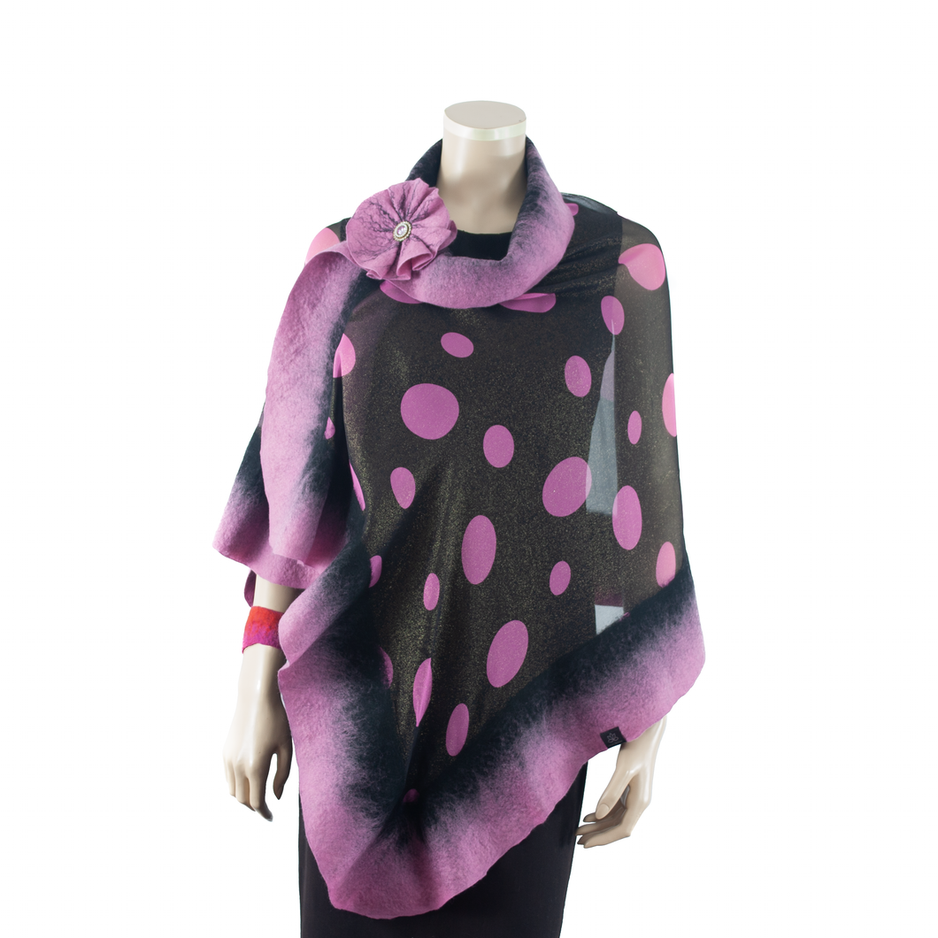 Vibrant mauve polka-dot shawl #210-35