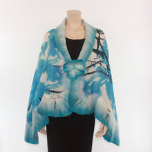 Load image into Gallery viewer, Vibrant blue white shawl #210-32

