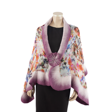 Charger l&#39;image dans la galerie, Vibrant rosewood flowers shawl #210-39
