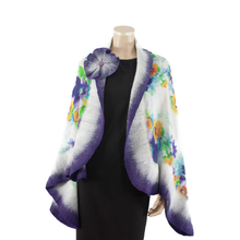 Load image into Gallery viewer, Vibrant purple flowers shawl #210-26
