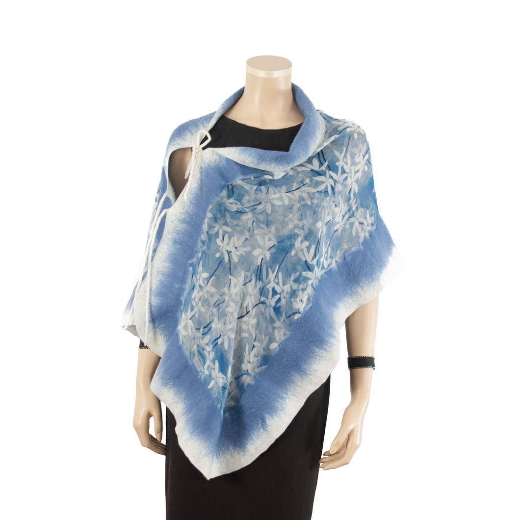 Linked blue flowers scarf #140-59