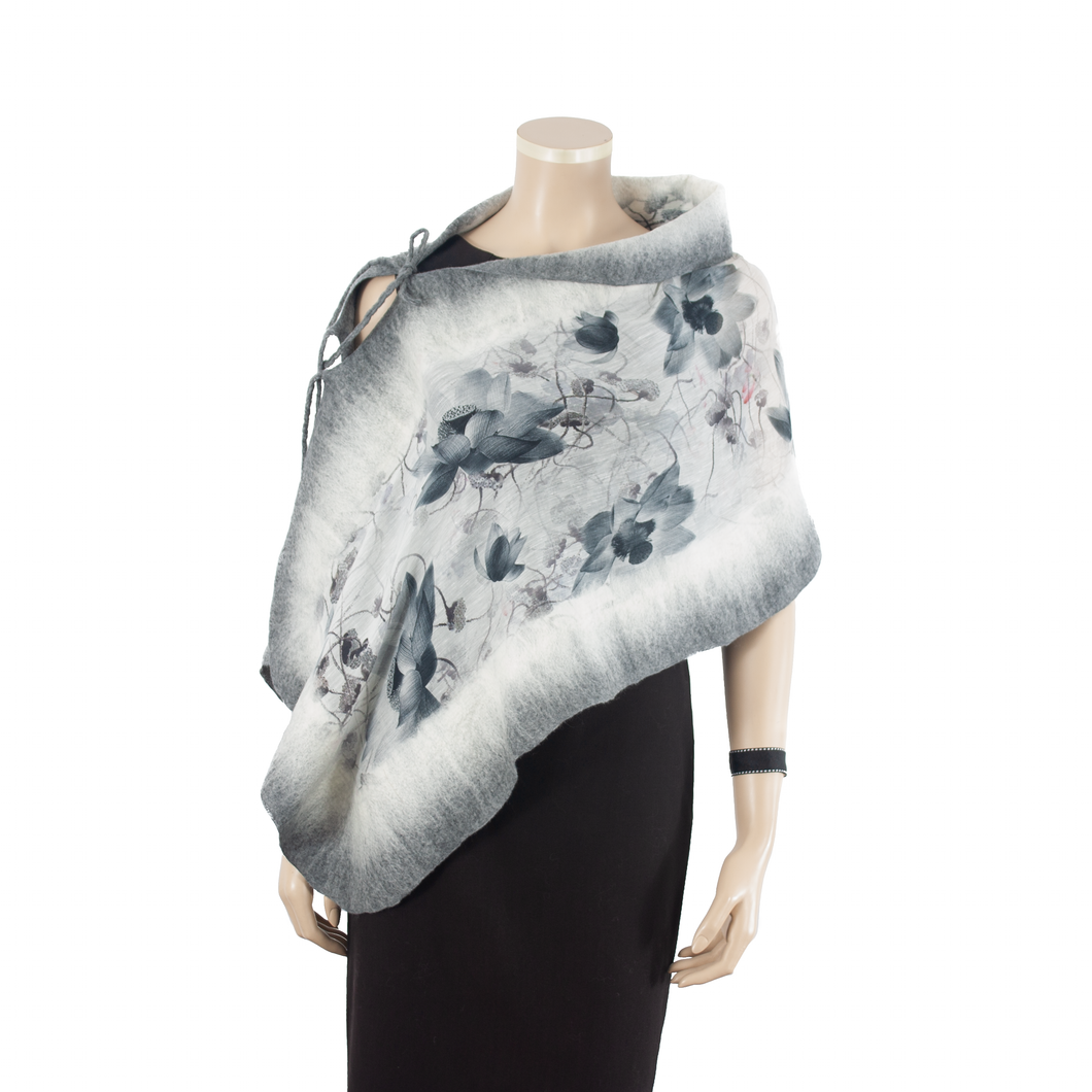 Linked  lily grey scarf #140-30