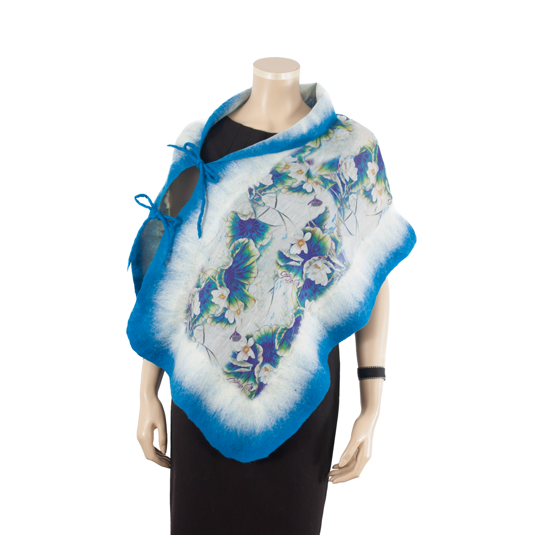Linked  azure white scarf #140-1