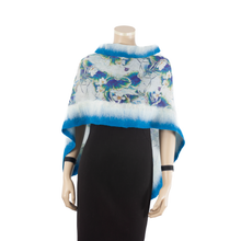 Load image into Gallery viewer, Linked  azure white scarf #140-1
