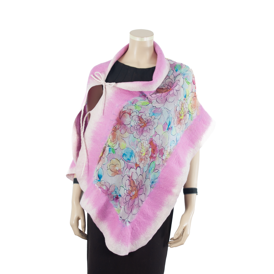 Linked pink flowers scarf #140-12