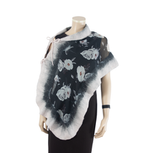 Load image into Gallery viewer, Linked white flowers black scarf #140-78
