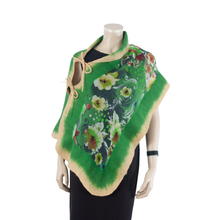Load image into Gallery viewer, Linked green beige flowers scarf #140-20
