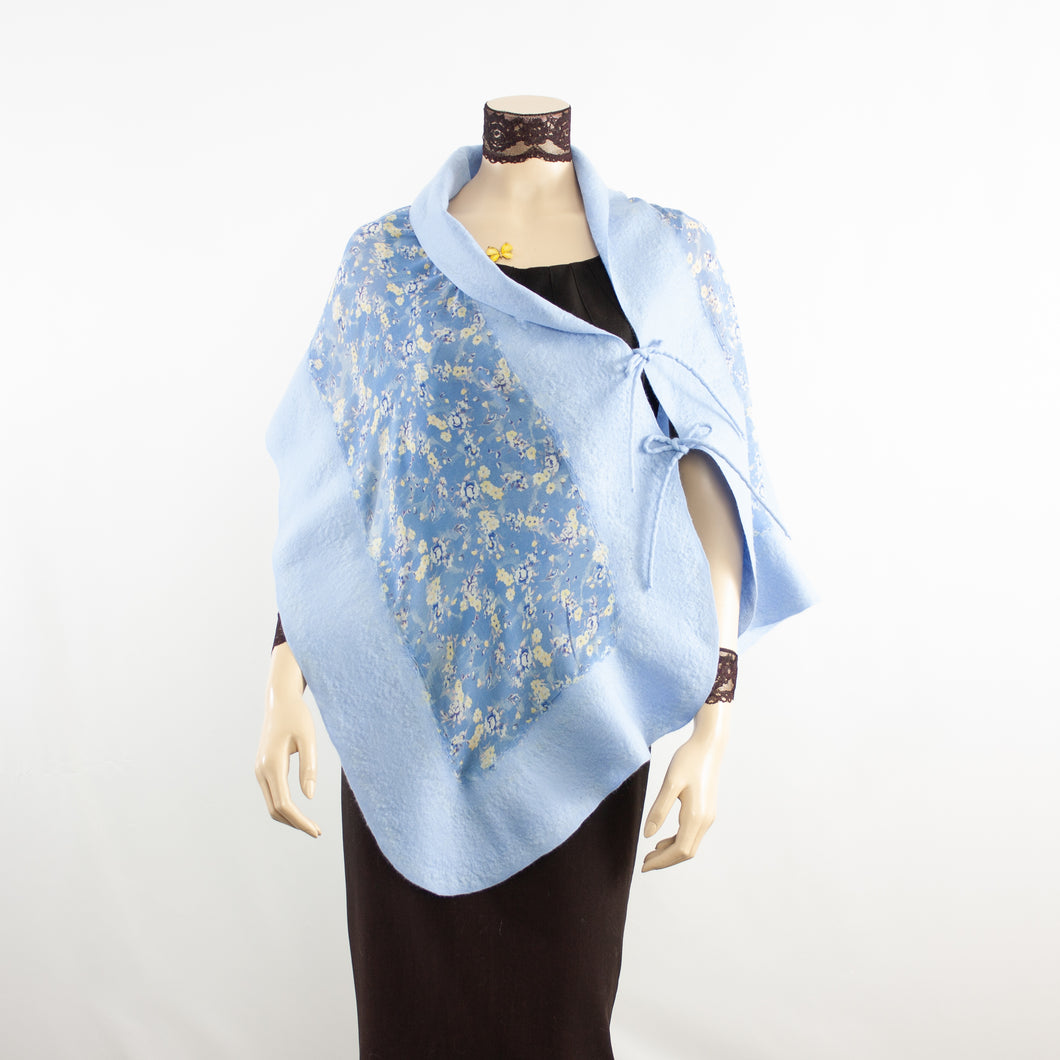Linked blue flowers scarf #168-39