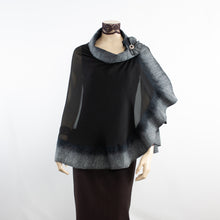 Load image into Gallery viewer, Premium black and grey silk shawl #248-14 -1
