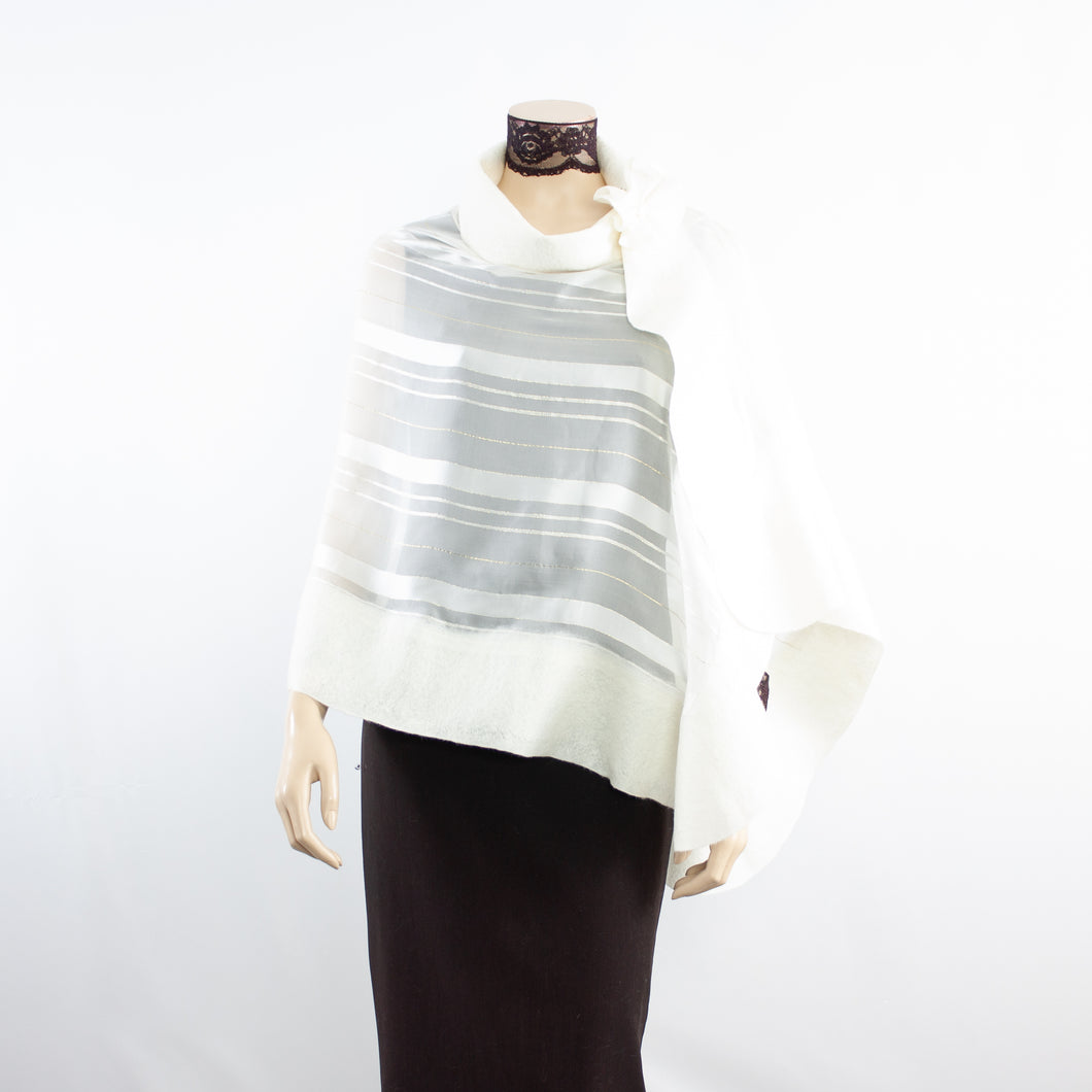 Exclusive white  silk shawl #268-4