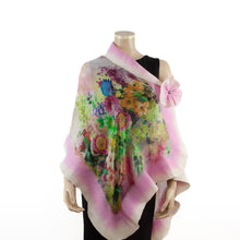 Charger l&#39;image dans la galerie, Vibrant pink flowers and birds shawl #218-11
