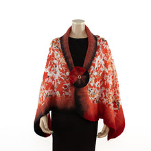 Charger l&#39;image dans la galerie, Vibrant red flowers shawl #210-14
