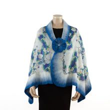 Charger l&#39;image dans la galerie, Vibrant azure white shawl #218-1
