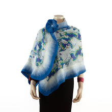 Charger l&#39;image dans la galerie, Vibrant azure white shawl #218-1
