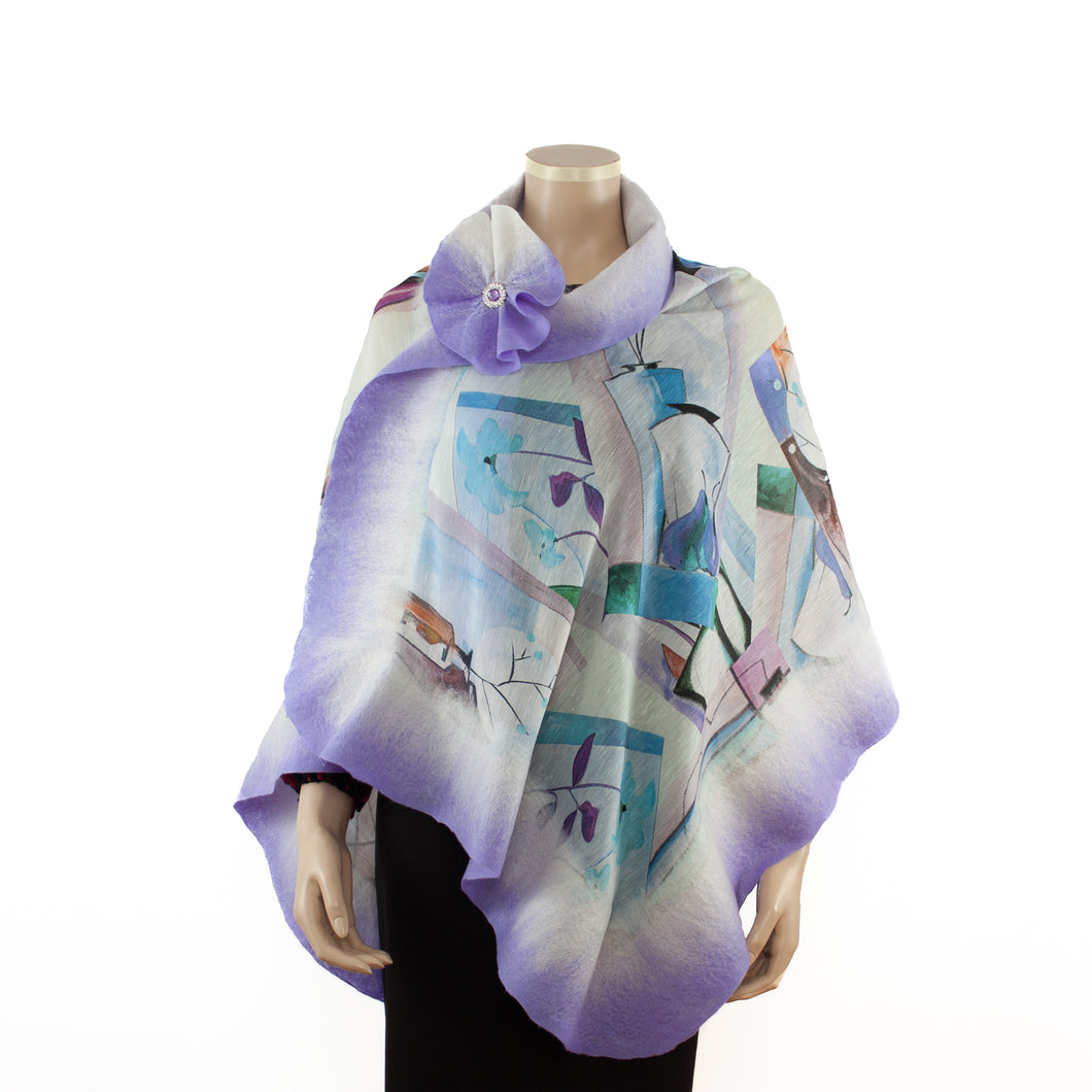 Vibrant lavender abstract shawl #210-8