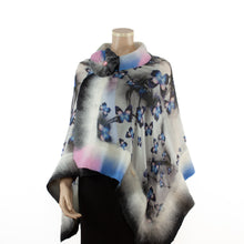 Charger l&#39;image dans la galerie, Vibrant blue pink butterfly shawl #210-6
