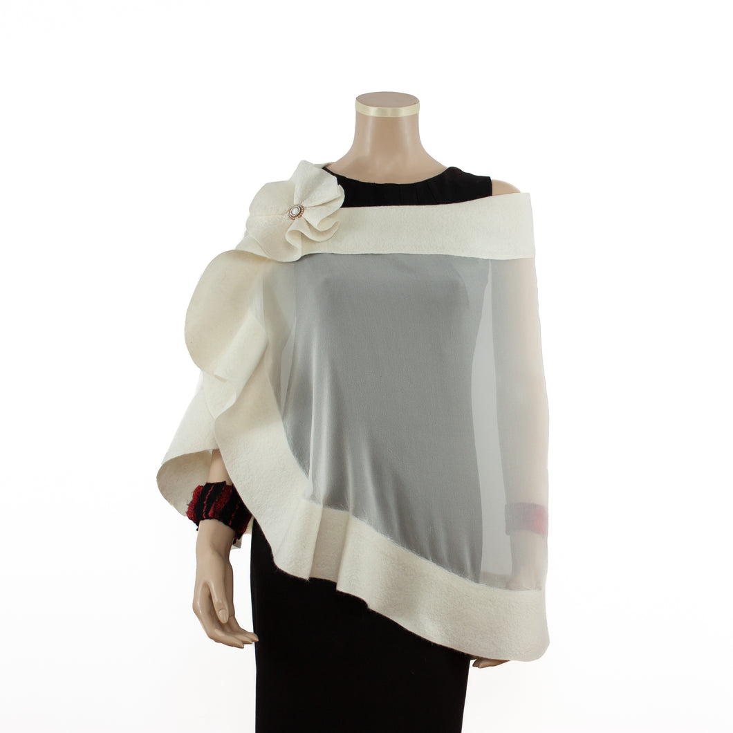 Premium pure white silk shawl #230-2