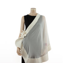 Charger l&#39;image dans la galerie, Premium pure white silk shawl #230-2
