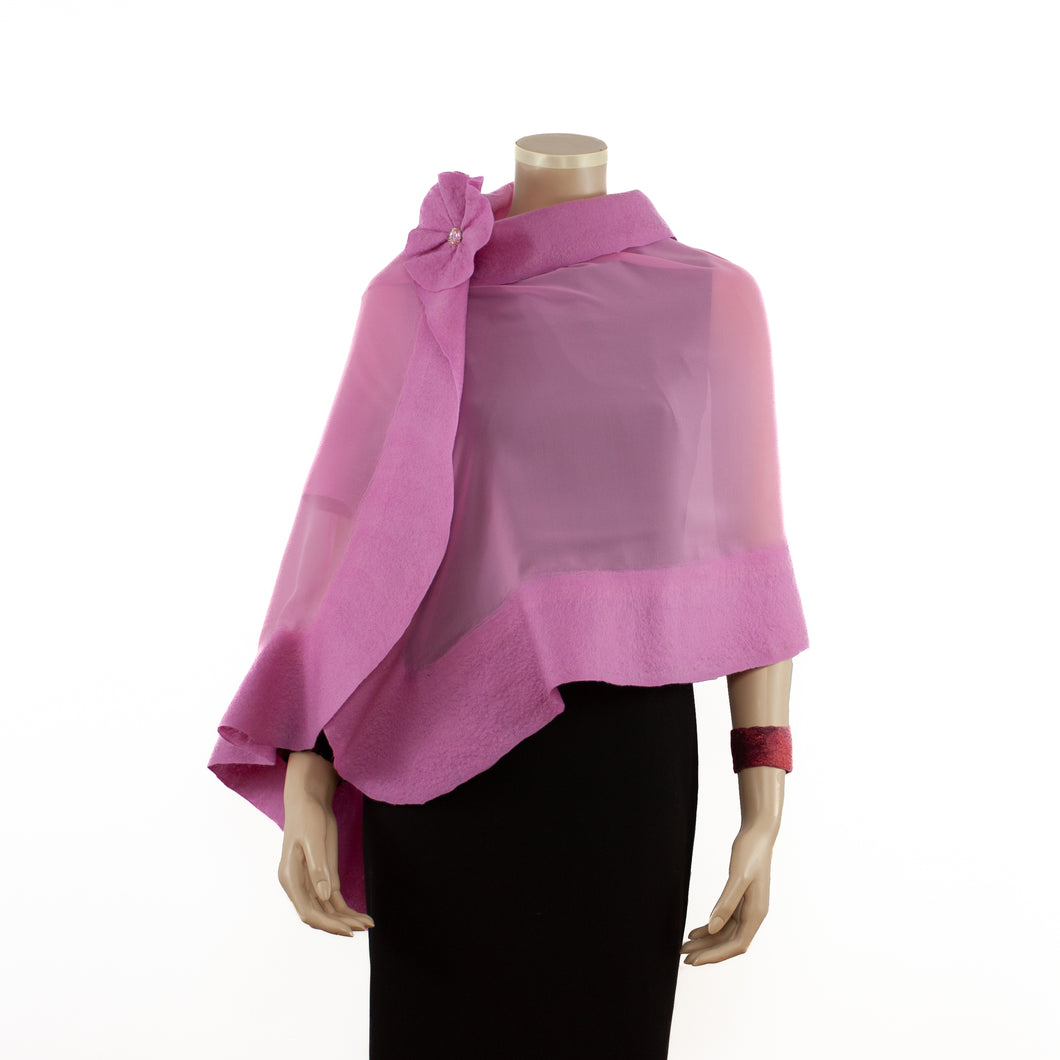 Pink unicolor silk shawl