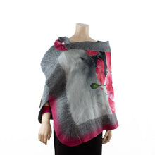 Charger l&#39;image dans la galerie, Vibrant grey and pink poppy shawl #210-7
