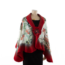 Charger l&#39;image dans la galerie, Vibrant red and white duck shawl #210-13

