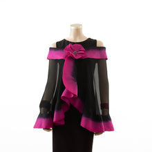 Load image into Gallery viewer, Premium black and magenta silk shawl #230-21
