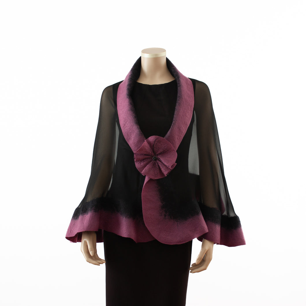 Premium black and rosewood silk shawl #230-28