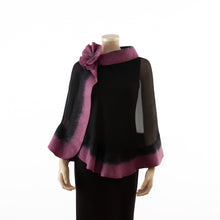 Load image into Gallery viewer, Premium black and rosewood silk shawl #230-28
