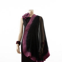 Load image into Gallery viewer, Premium black and rosewood silk shawl #230-28
