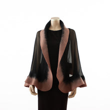 Load image into Gallery viewer, Premium black and caramel silk shawl #230-27
