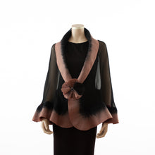 Charger l&#39;image dans la galerie, Premium black and caramel silk shawl #230-27
