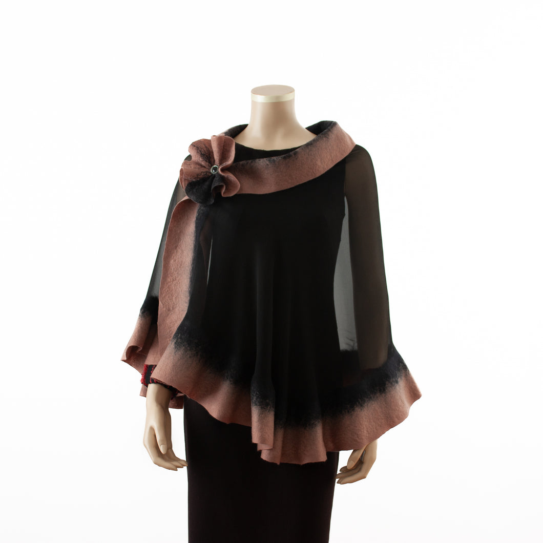 Premium black and caramel silk shawl #230-27