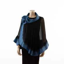 Load image into Gallery viewer, Premium black and jeans blue silk shawl #230-11
