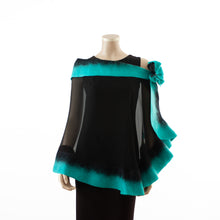 Load image into Gallery viewer, Premium black and cyan silk shawl #230-12
