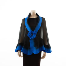 Charger l&#39;image dans la galerie, Premium black and royal blue silk shawl #230-8
