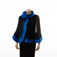 Charger l&#39;image dans la galerie, Premium black and royal blue silk shawl #230-8
