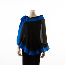 Load image into Gallery viewer, Premium black and royal blue silk shawl #230-8
