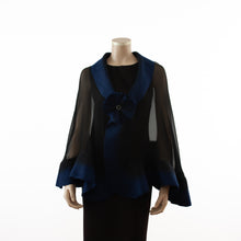 Load image into Gallery viewer, Premium black and navy blue silk shawl #230-9
