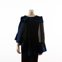 Load image into Gallery viewer, Premium black and navy blue silk shawl #230-9

