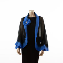 Load image into Gallery viewer, Premium black and steel blue silk shawl #230-6
