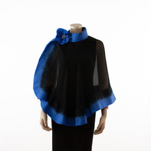Charger l&#39;image dans la galerie, Premium black and steel blue silk shawl #230-6
