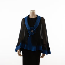 Charger l&#39;image dans la galerie, Premium black and evening blue silk shawl #230-7
