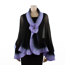 Load image into Gallery viewer, Premium black and lavender silk shawl #230-25
