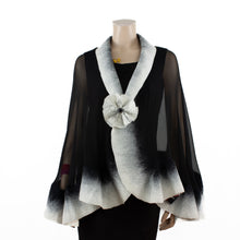 Charger l&#39;image dans la galerie, Premium black and white silk shawl #230-5
