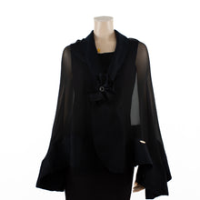 Load image into Gallery viewer, Premium pure black silk shawl #230-1
