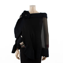 Load image into Gallery viewer, Premium pure black silk shawl #230-1

