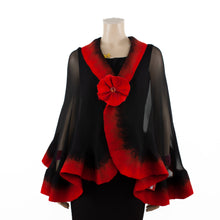 Charger l&#39;image dans la galerie, Premium black and red silk shawl #230-4
