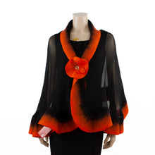 Charger l&#39;image dans la galerie, Premium black and orange silk shawl #230-16
