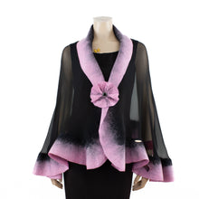 Charger l&#39;image dans la galerie, Premium black and pink silk shawl #238-20
