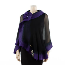 Load image into Gallery viewer, Premium black and purple silk shawl #230-23
